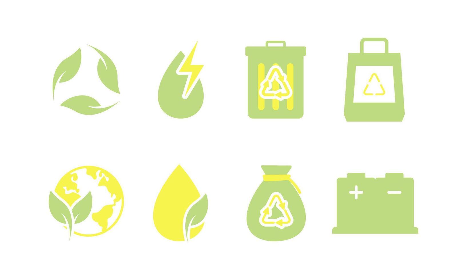 Green energy icon set. Collection of renewable energy, ecology and green electricity icons vector