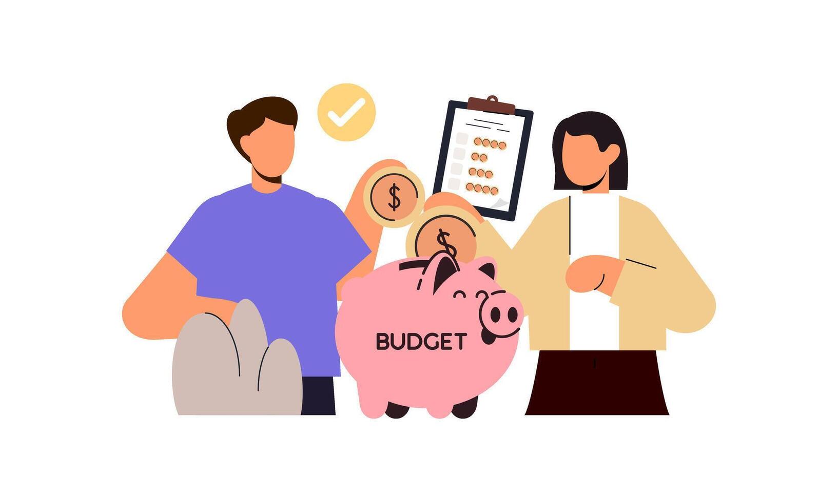 Family budget concept. Couple and personal finance, financial literacy vector