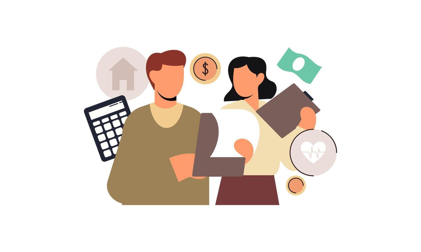 Family budget concept. Couple and personal finance, financial literacy vector