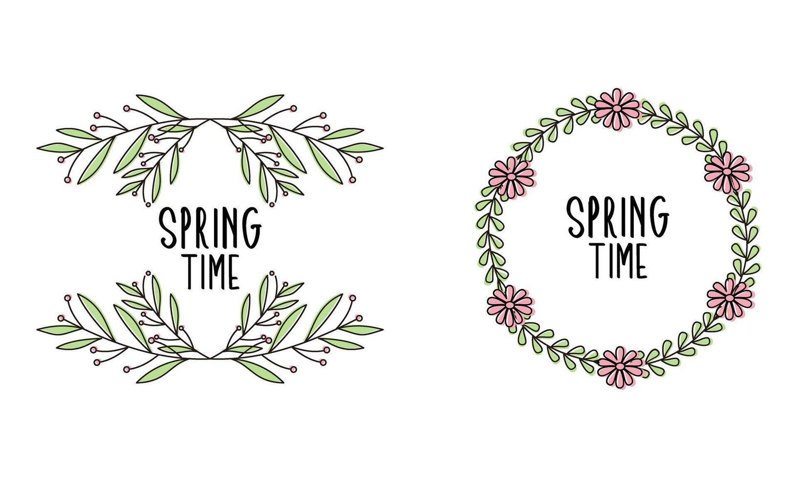 Spring time doodle floral frames vector