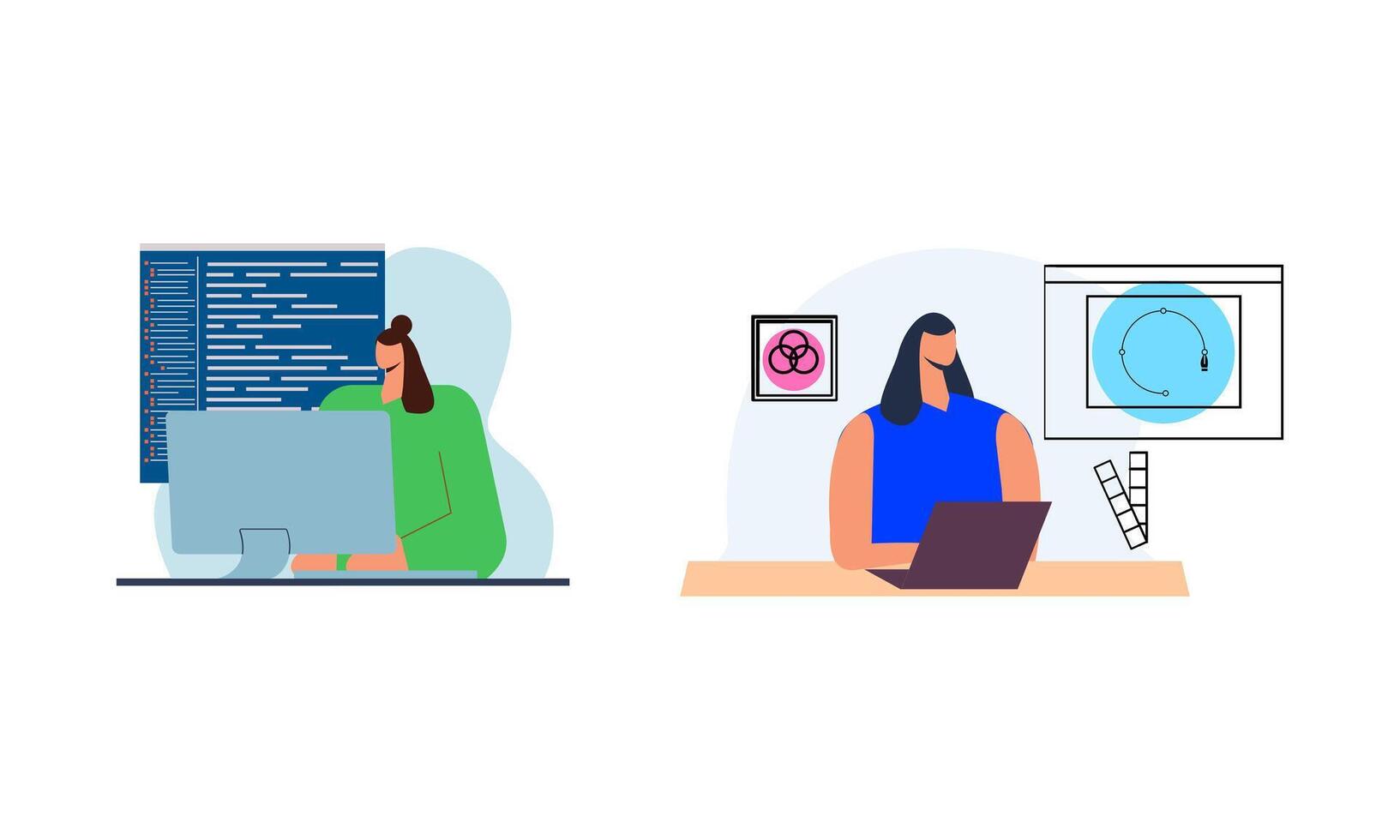 Information technology business, work in internet illustration vector