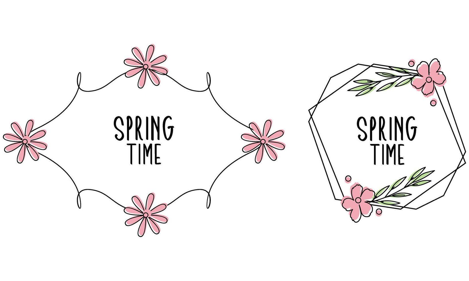 Spring time doodle floral frames vector