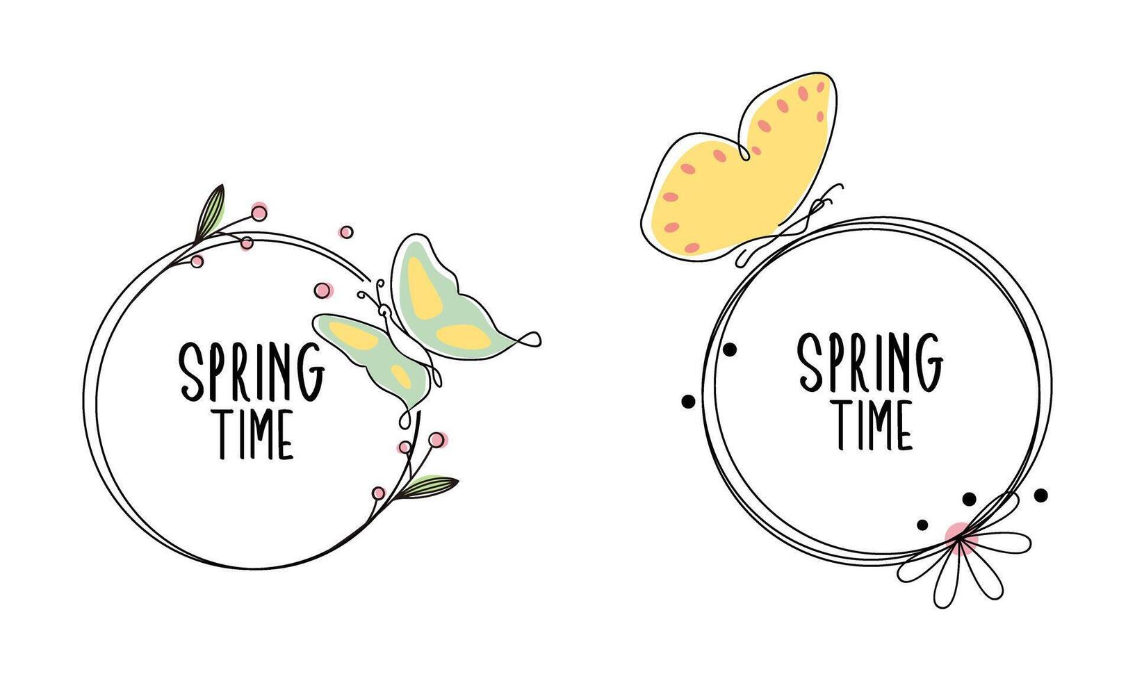 Spring time doodle floral frames vector