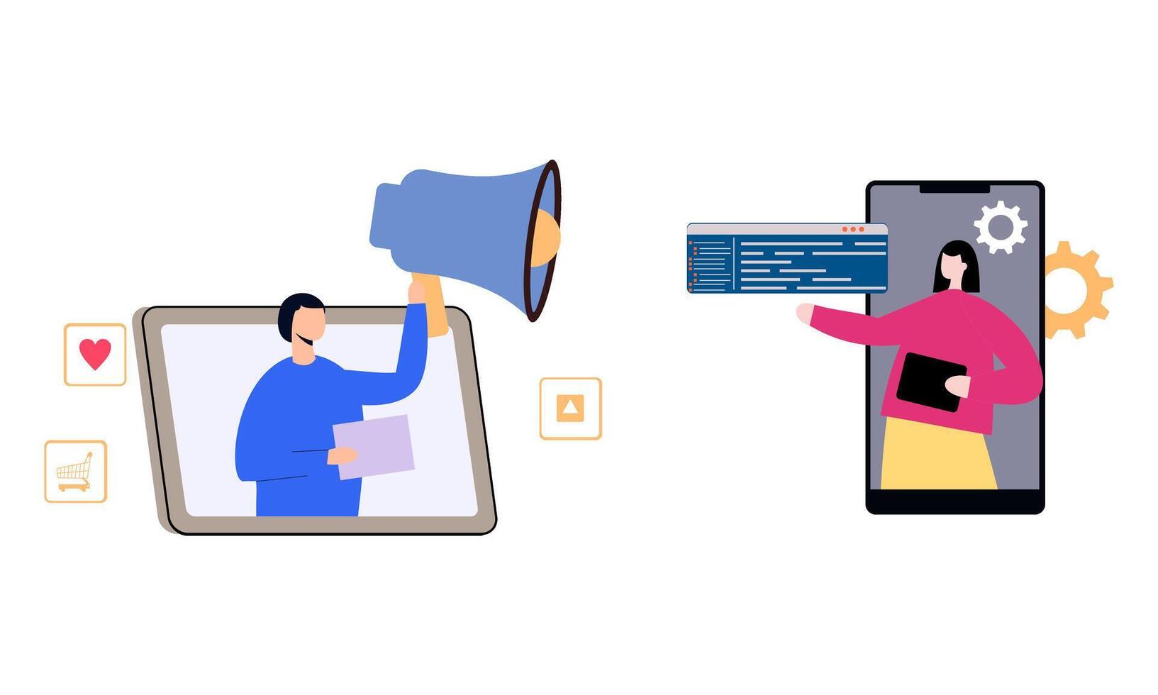 Information technology business, work in internet illustration vector