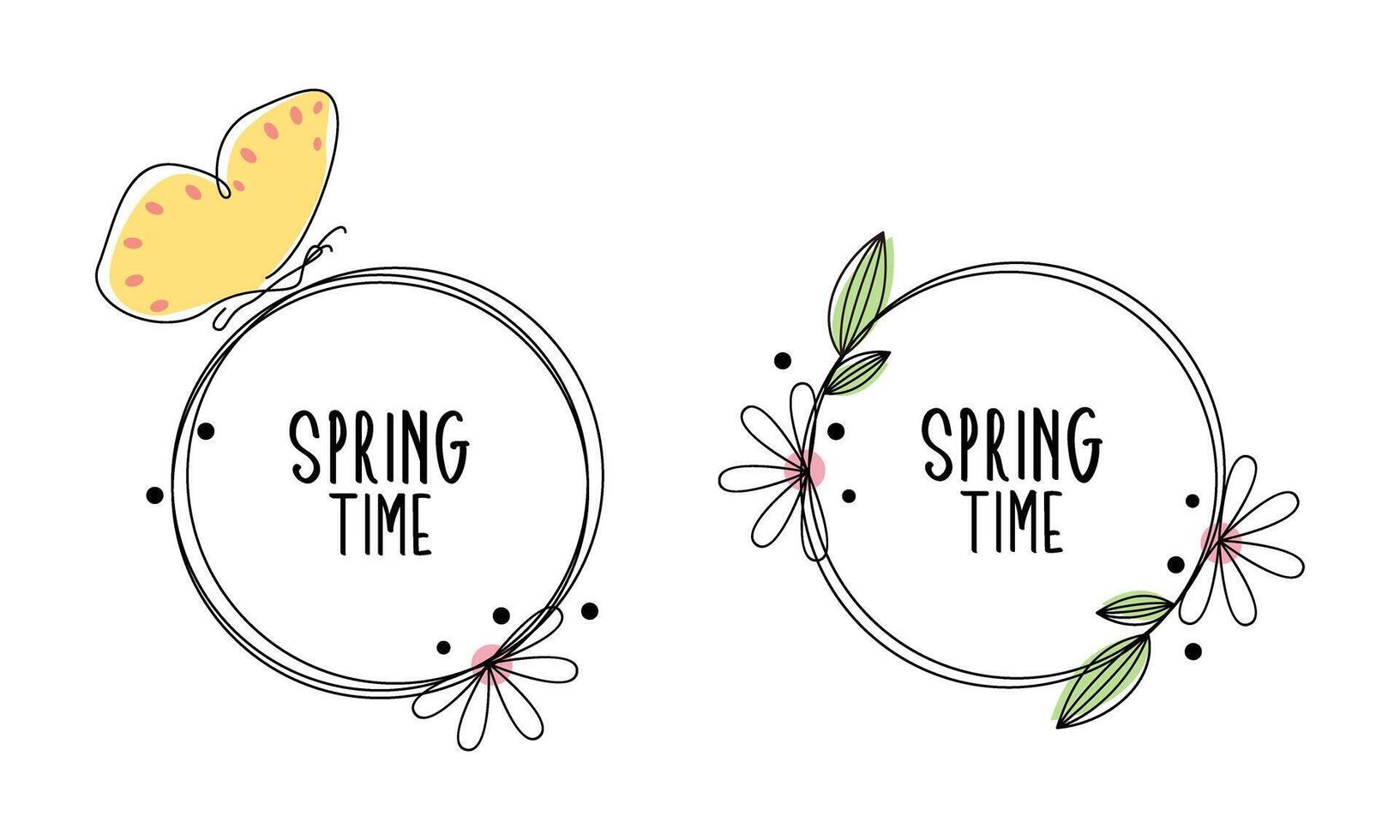 Spring time doodle floral frames vector