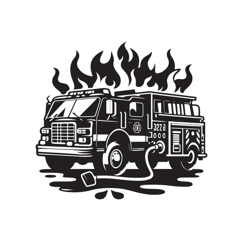 firefighter car illustration icon vector