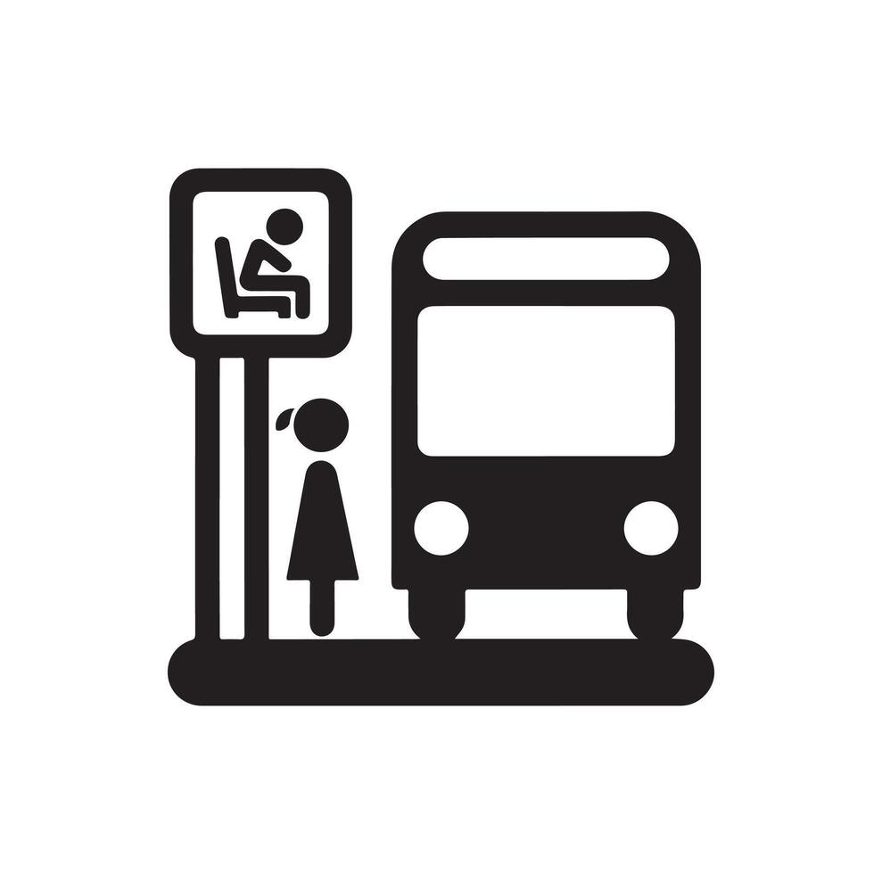 Bus stop icon illustration vector