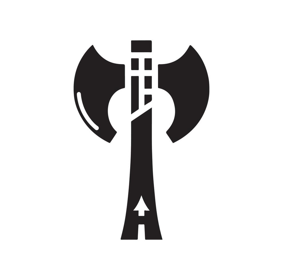 fantasy weapon axe illustration. viking tools logo vector