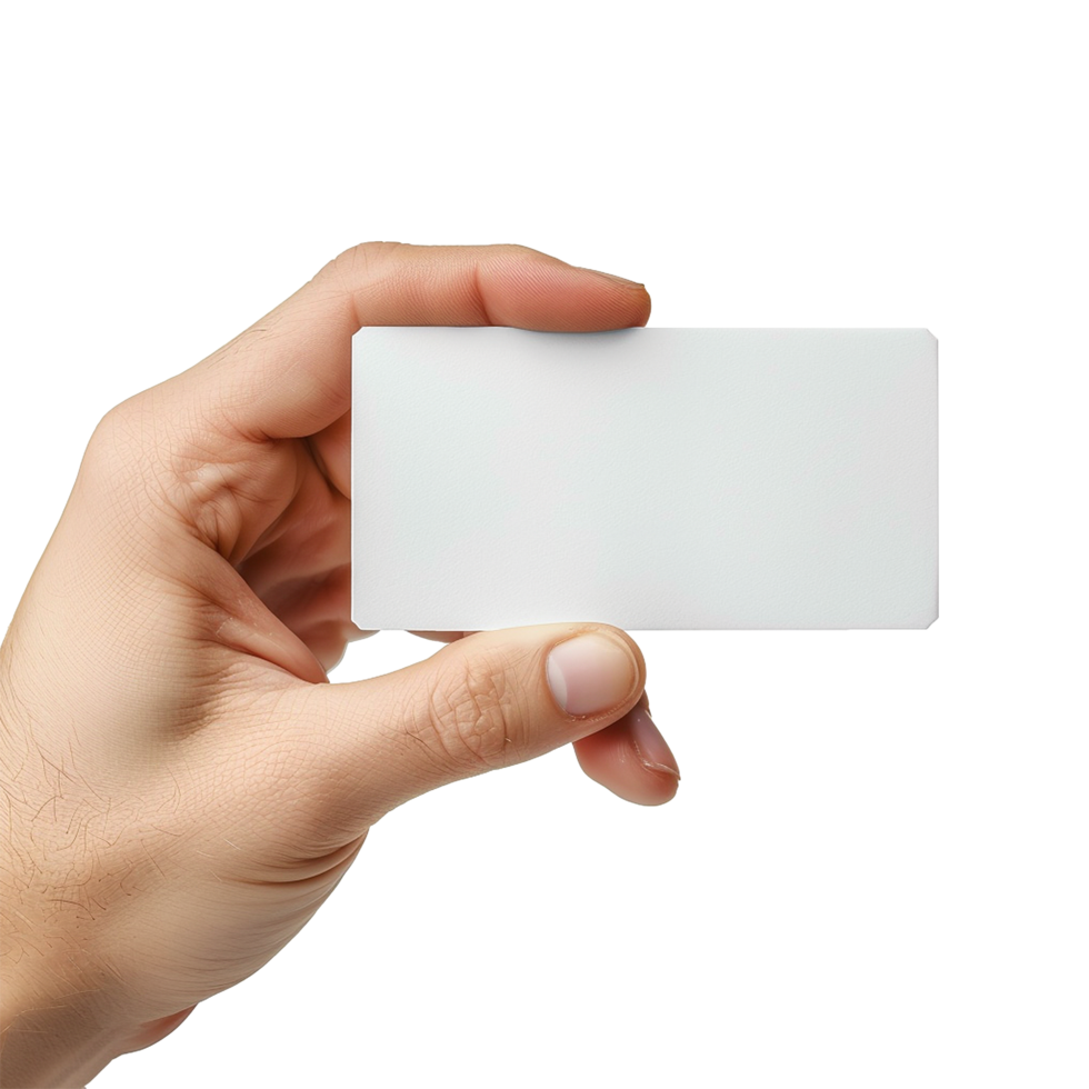 Hand holding business card isolated on transparent background png