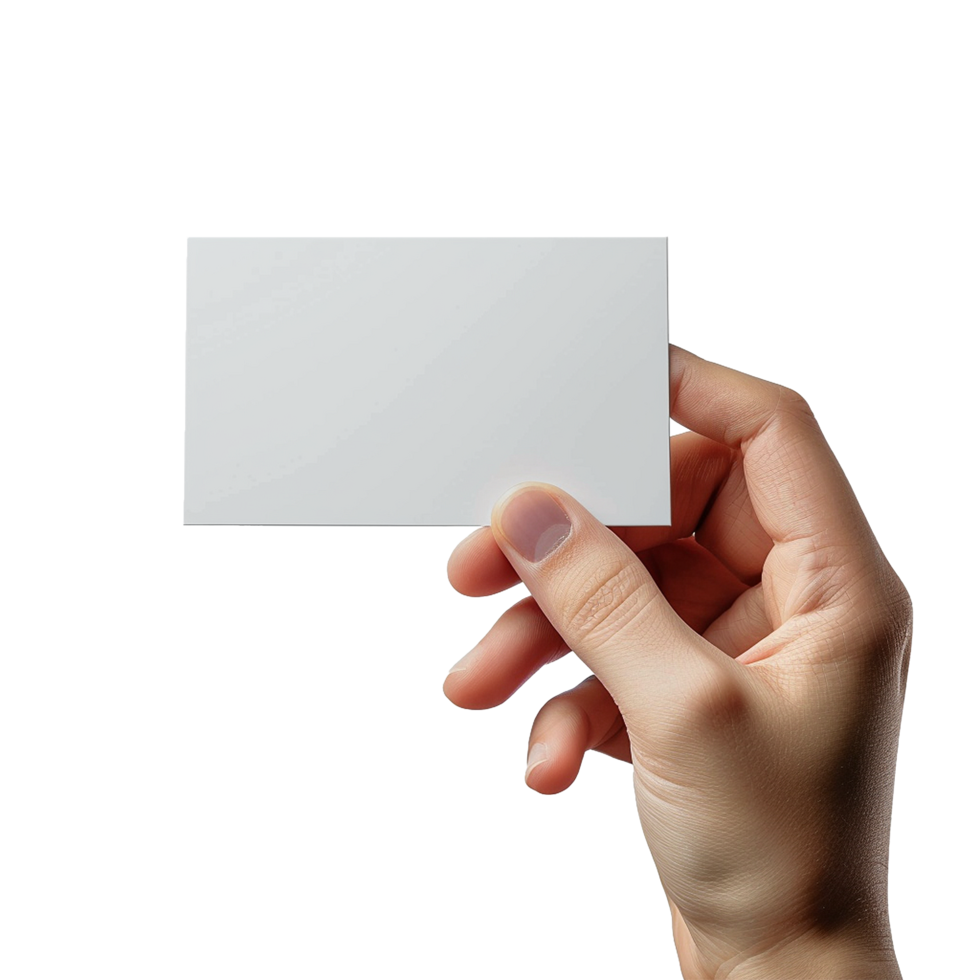 Hand holding business card isolated on transparent background png