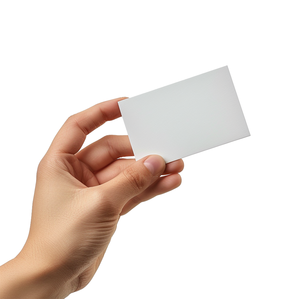 Hand holding business card isolated on transparent background png