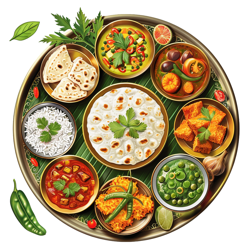 Vegetable Thai food isolated on transparent background png