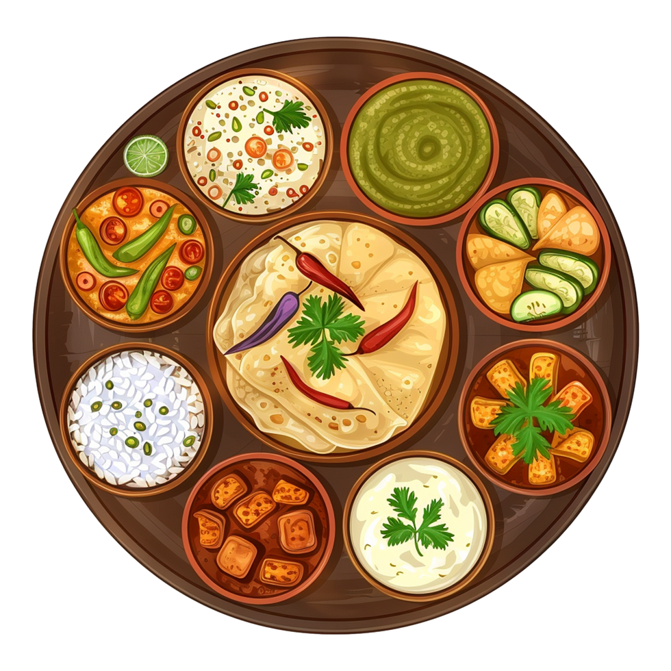 Vegetable Thai food isolated on transparent background png
