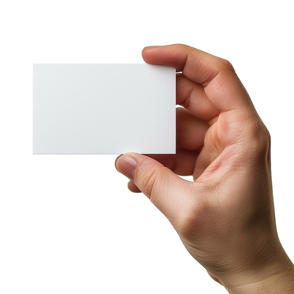 Hand holding business card isolated on transparent background png
