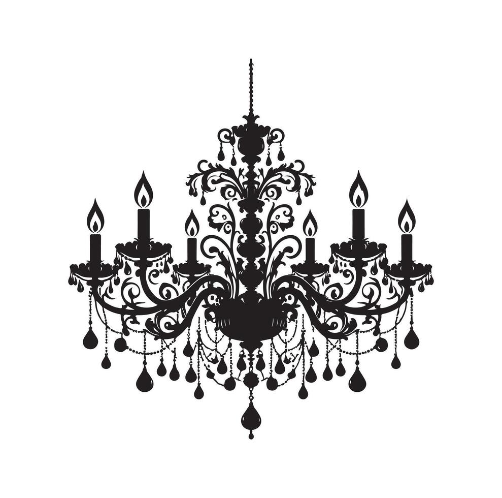 chandelier illustration icon silhouette style vector