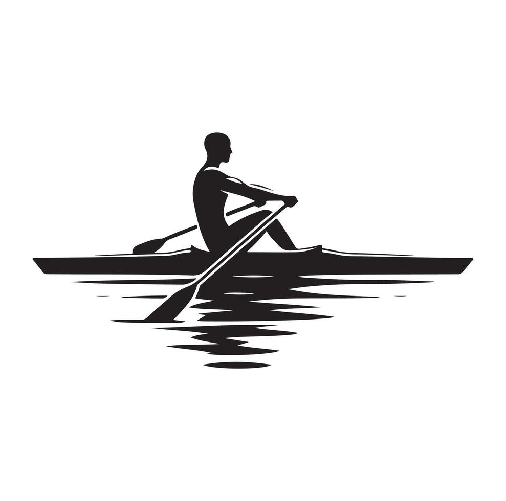 Rowing isolated silhouette illustration vector