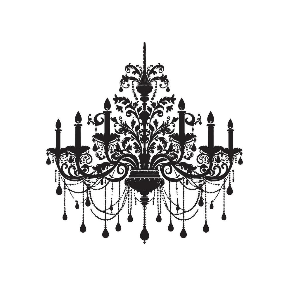 chandelier illustration icon silhouette style vector
