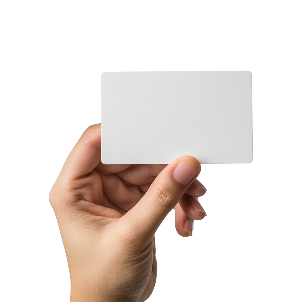 Hand holding business card isolated on transparent background png