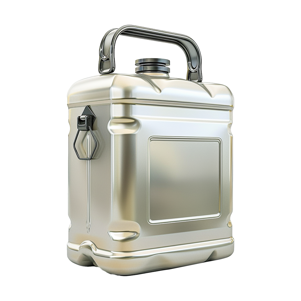 metallic jerrycan isolated on transparent background png