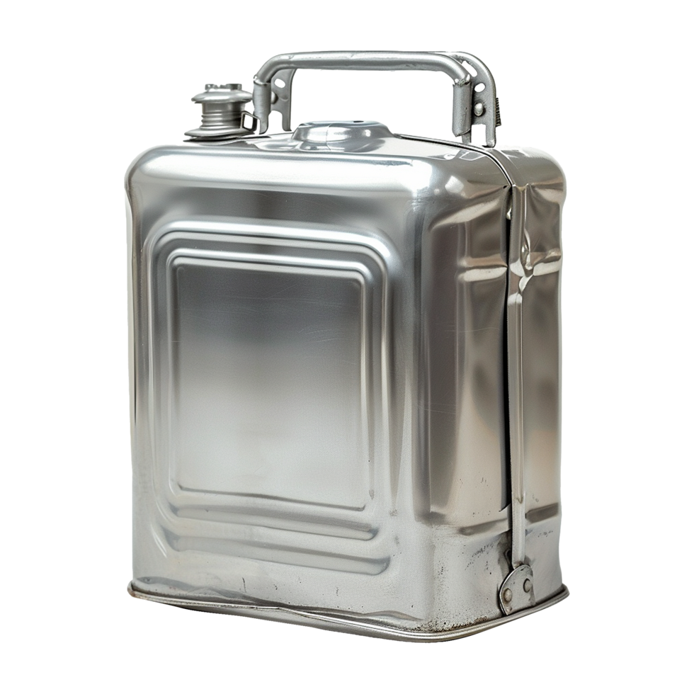 metallic jerrycan isolated on transparent background png