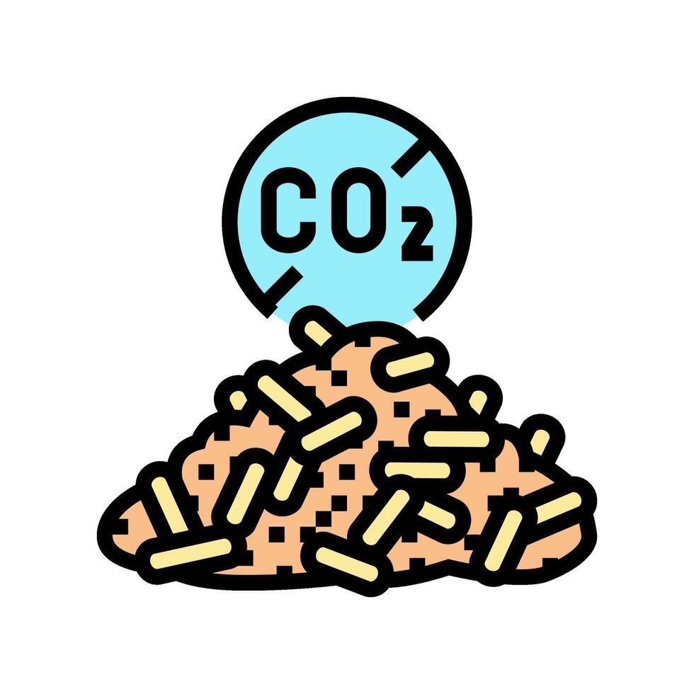 carbon neutral wood pellets color icon illustration vector