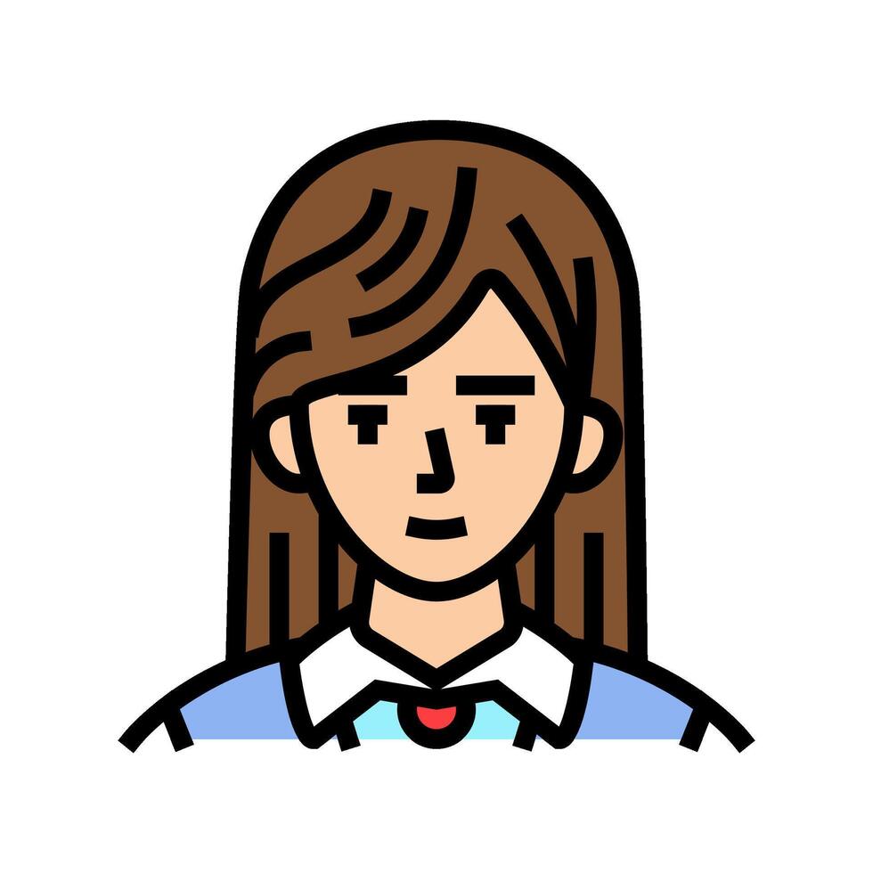 avatar school girl japanese color icon illustration vector