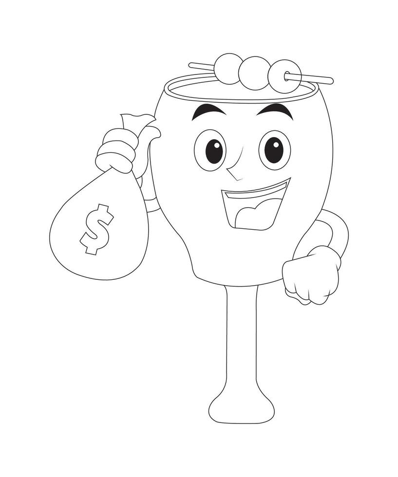cocktail coloring page for kids and adults black and white coloring book page vector