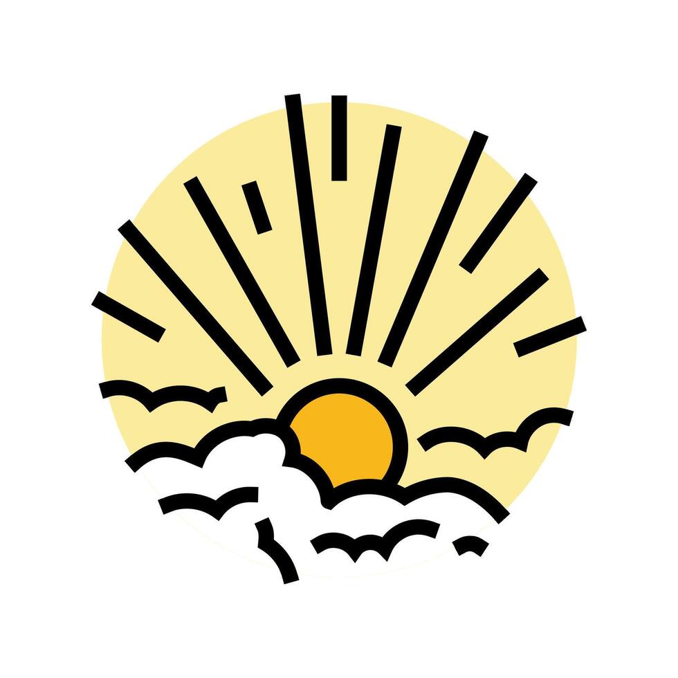 rising sun progress color icon illustration vector