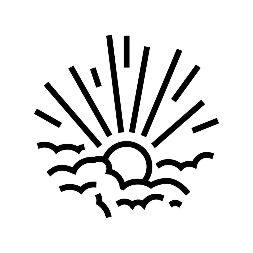 rising sun progress line icon illustration vector