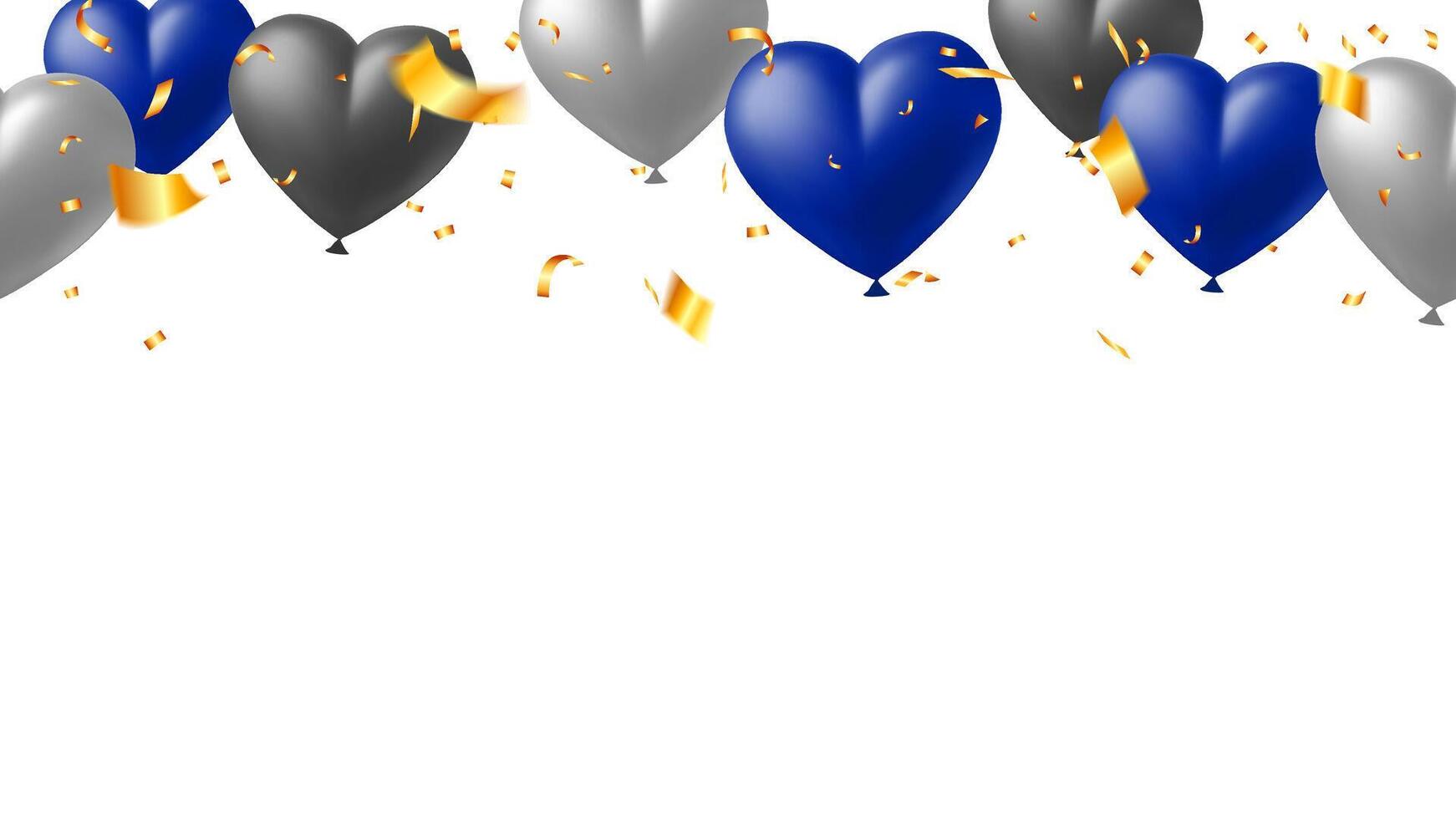 Greeting card, banner, poster with flying heart balloon and confetti. Happy Father's Day vector