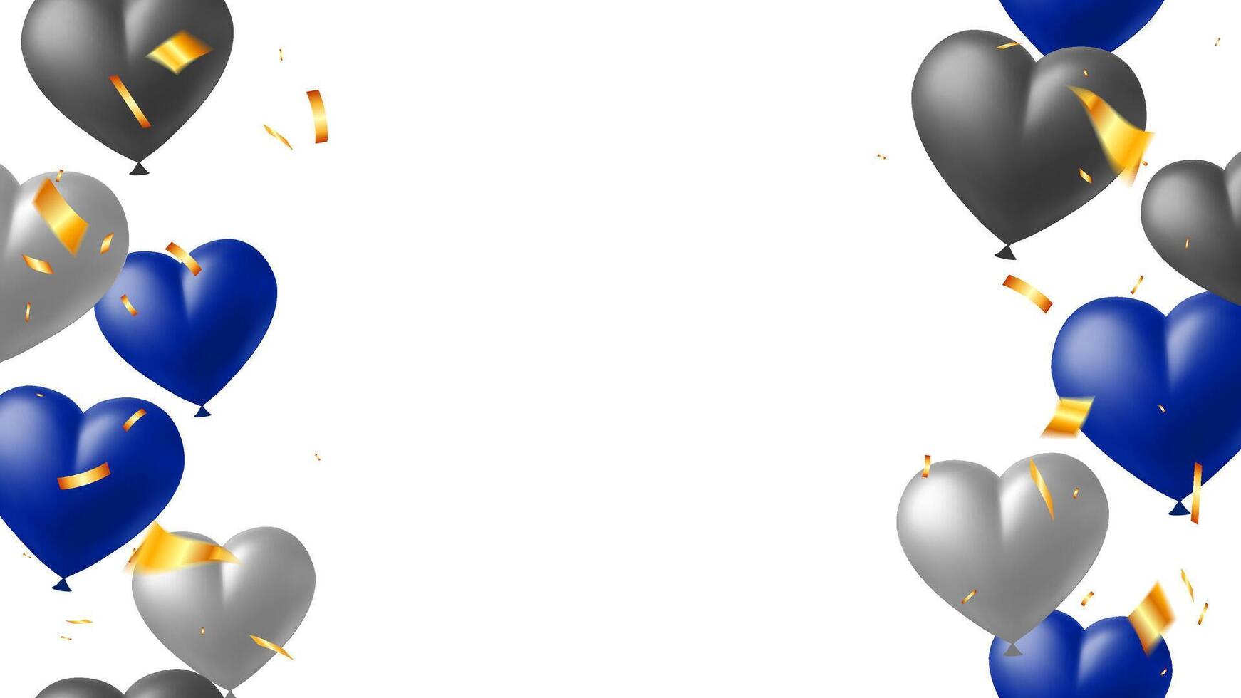 Blue, silver and gray heart balloon Father day concept. greeting card, poster, frame, seamless background vector
