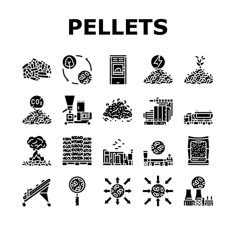 wood pellets timber plywood icons set vector
