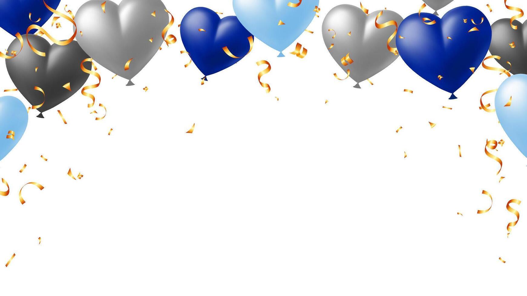 Happy Father Day with heart balloon, ribbon and confetti banner background illustration vector