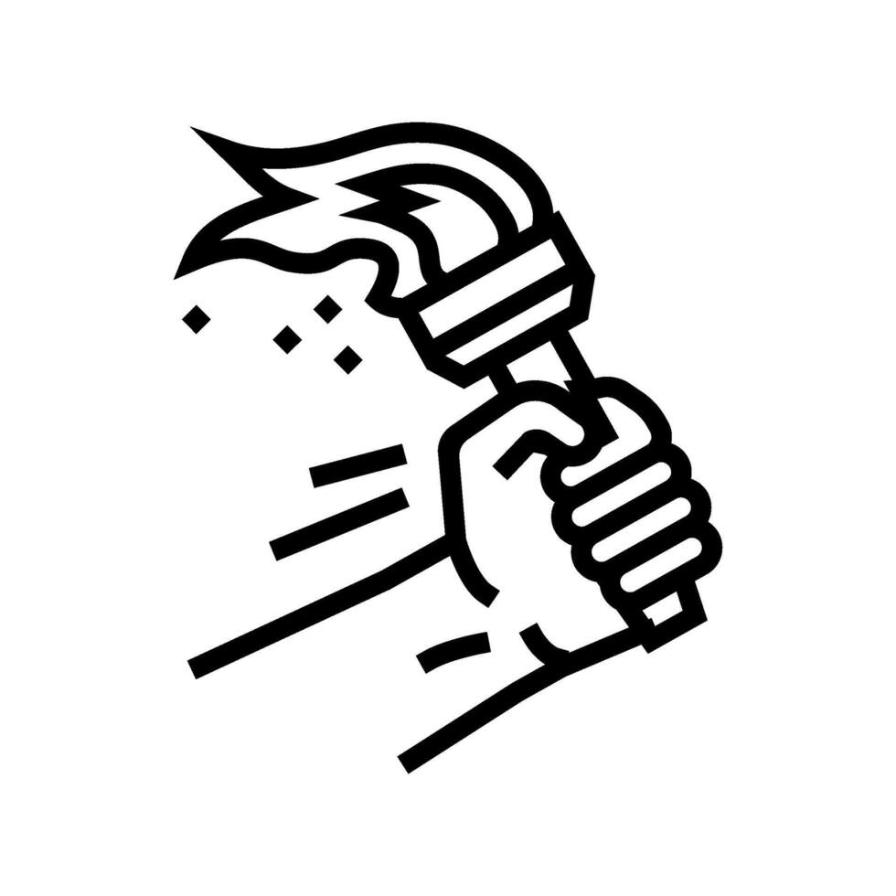 hand holding torch progress line icon illustration vector