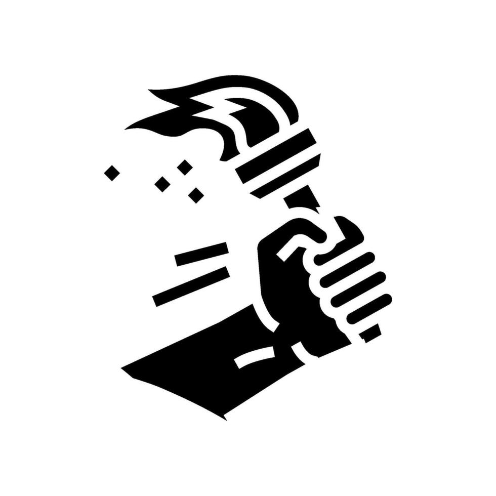 hand holding torch progress glyph icon illustration vector
