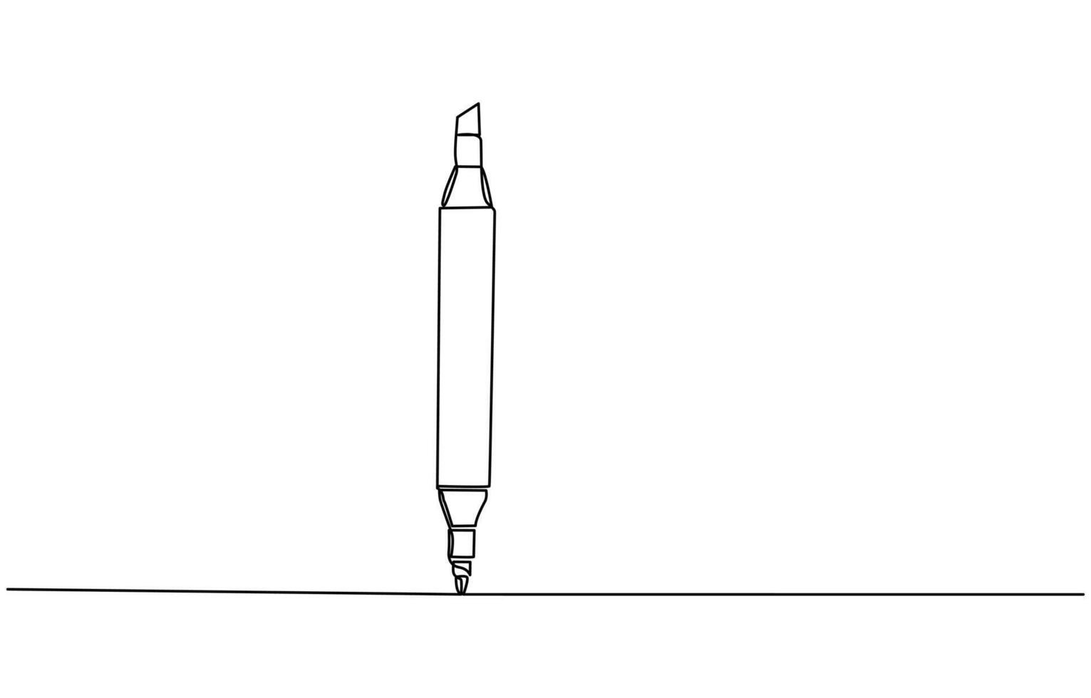 Marker pen One continuous line drawing of pen. Pencil symbol of study and education vector