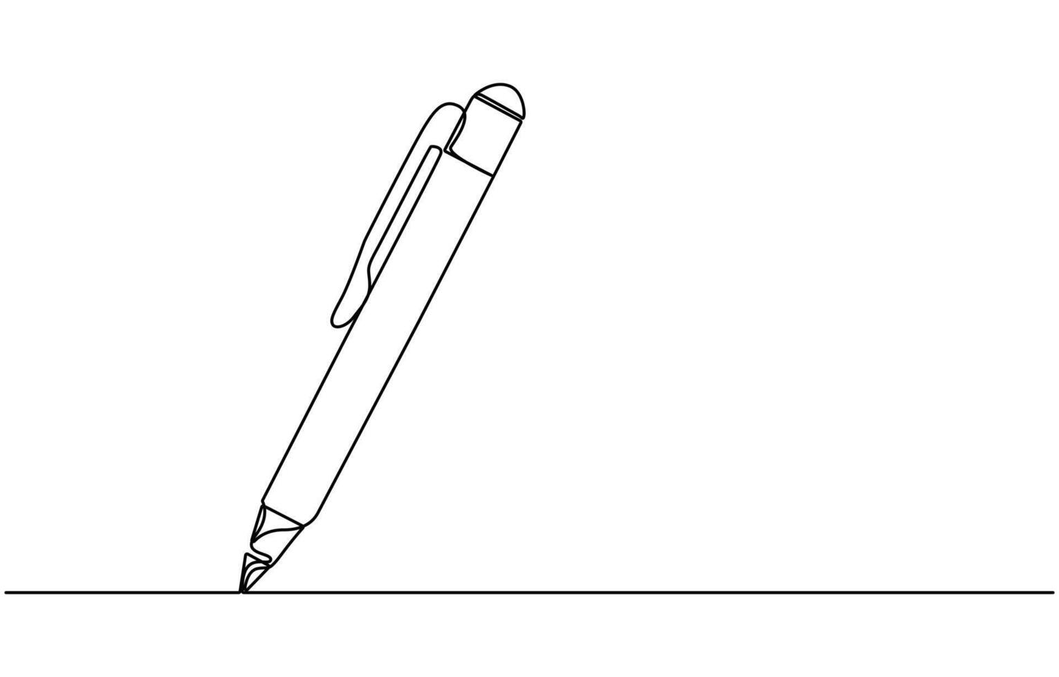 Marker pen One continuous line drawing of pen. Pencil symbol of study and education vector