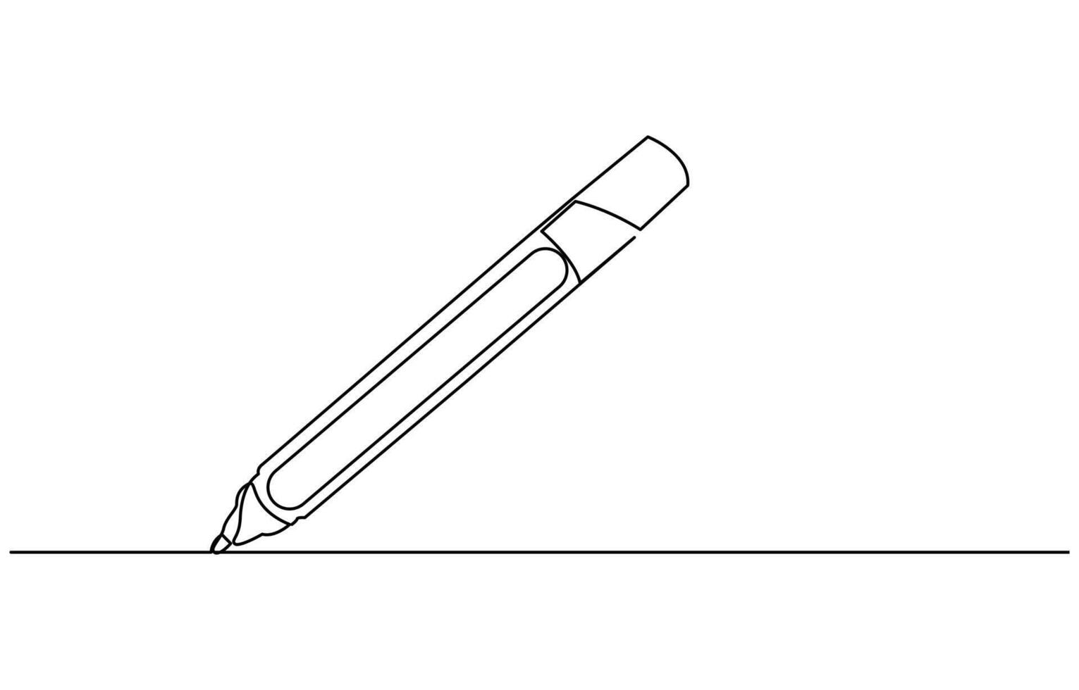 Marker pen One continuous line drawing of pen. Pencil symbol of study and education vector