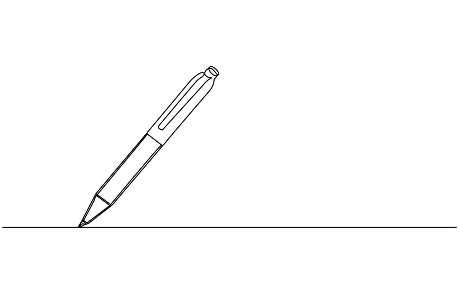 Marker pen One continuous line drawing of pen. Pencil symbol of study and education vector