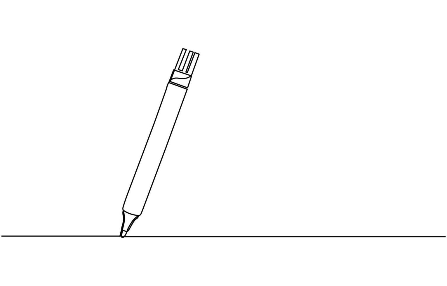 Marker pen One continuous line drawing of pen. Pencil symbol of study and education vector