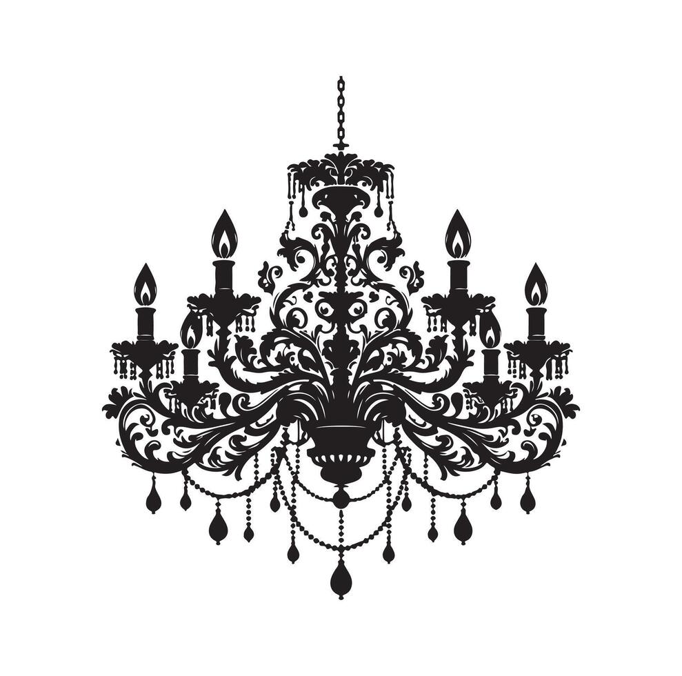 chandelier illustration icon silhouette style vector
