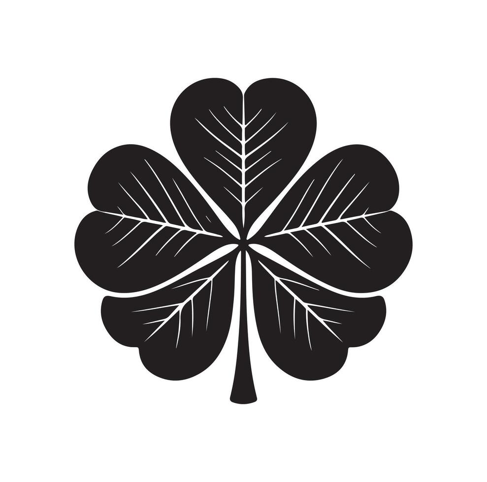 Four-leaf clover icon illustration. Black icon isolated on white background. Clover silhouette. vector