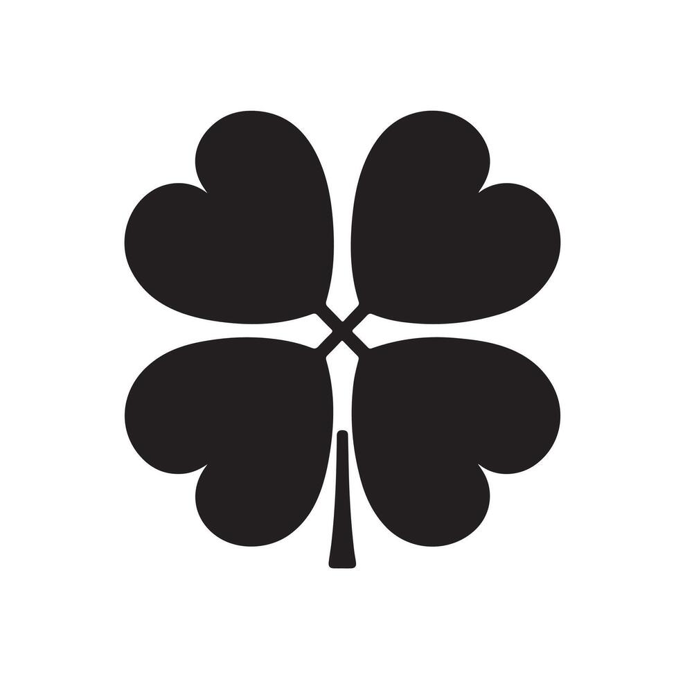 Four-leaf clover icon illustration. Black icon isolated on white background. Clover silhouette. vector