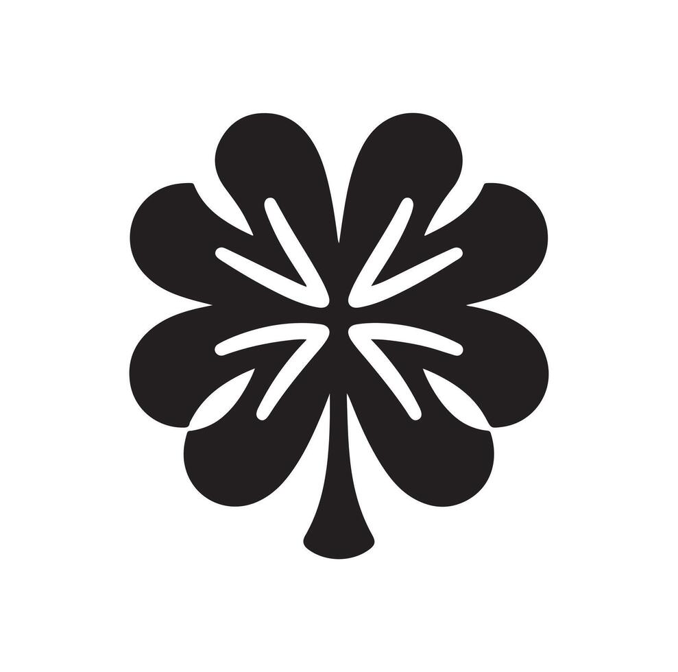 Four-leaf clover icon illustration. Black icon isolated on white background. Clover silhouette. vector