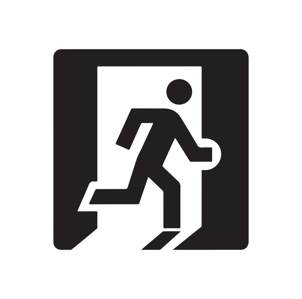 Emergency exit illustration, escape route sign and symbol vector