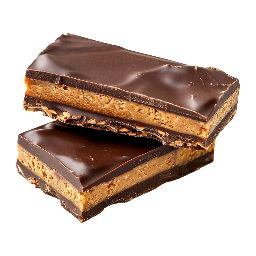 Peanut butter chocolate bars isolated on transparent background png