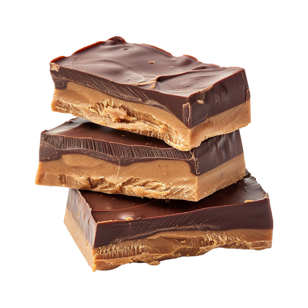 Peanut butter chocolate bars isolated on transparent background png