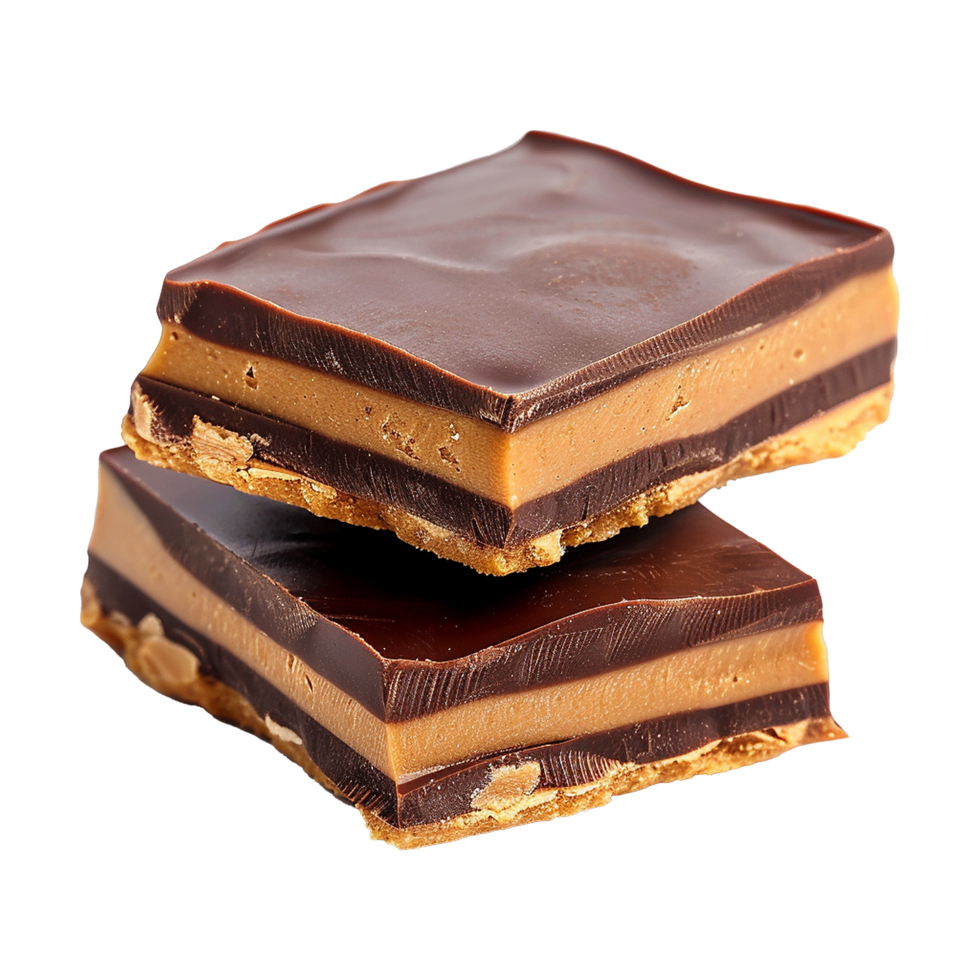 Peanut butter chocolate bars isolated on transparent background png
