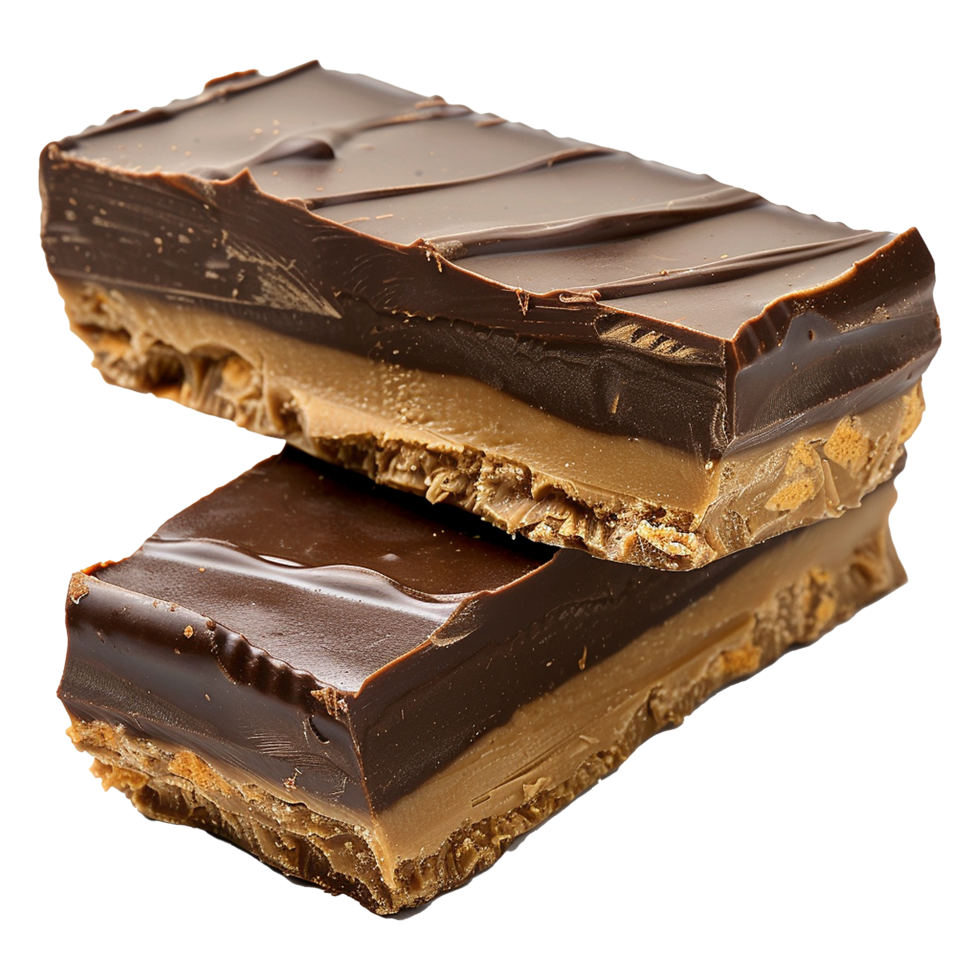 Peanut butter chocolate bars isolated on transparent background png