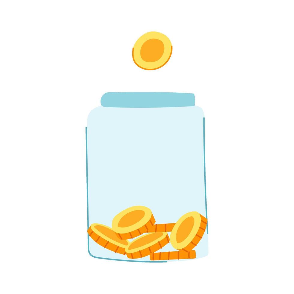 bottle coin jar cartoon illustration vector